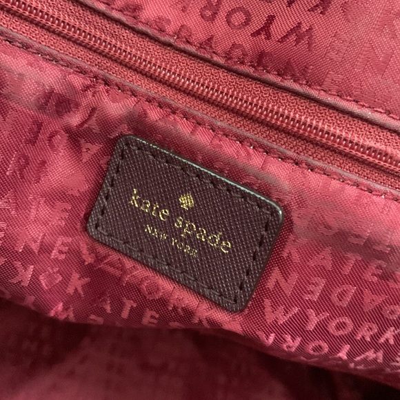 ❌SOLD❌Kate Spade New York Laurel Way Ari Tote Saffiano Leather Satchel Wine - Picture 12 of 13